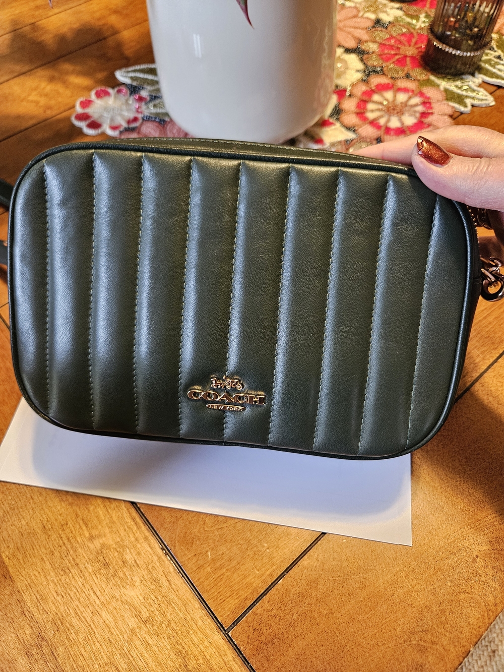 Coach Jes Quilted Nappa Leather Crossbody Bag in Dark Green
